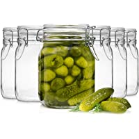 Bormioli Fido - Vasos con cierre de clip (6 piezas- capacidad 1 L- la densidad del aire se conserva con el anillo de…
